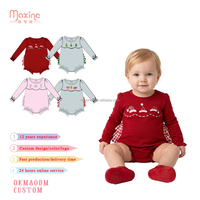 Baby Bubble Roter Langarm-Strampler für Mädchen Festlicher Säuglings-Einteiler Weihnachts-Baby-Mädchen-Strampler
