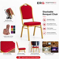 Silla Ergonovapro para Banquetes, Hoteles, Bodas, Eventos, Restaurantes, Conferencias, Apilable, de Aluminio Dorado, Tapizada, para Comedor y Sala de Estar