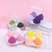 Éponge de maquillage hydrophile en PU portable pour usage humide et sec avec étui de voyage transparent, logo personnalisé, ensemble d'éponges de maquillage OEM