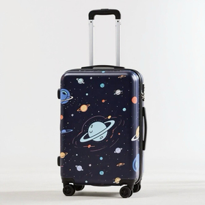 Valise <span class=keywords><strong>de</strong></span> <span class=keywords><strong>voyage</strong></span> à roulettes élégante et résistante à l'eau en ABS+PC, avec impression personnalisée <span class=keywords><strong>de</strong></span> planètes, coque rigide - Product Image 1