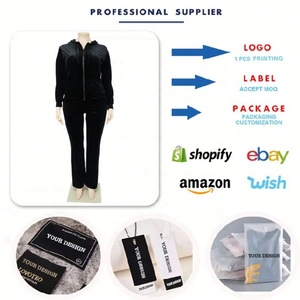 Set Trendy Autunno Inverno <span class=keywords><strong>Taglie</strong></span> Forti per <span class=keywords><strong>Donna</strong></span>, Completo Due Pezzi con Felpa con Cappuccio e Pantaloni a Gamba Larga in Velluto - Product Image 3