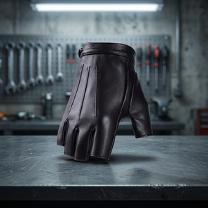 Gants de sport demi-doigts pour hommes en similicuir PU pour la conduite de moto, style uni - Product Image 4