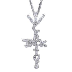 Collier pendentif croix <span class=keywords><strong>Cactus</strong></span> Jack en or avec diamants de laboratoire, bijoux hip-hop de la marque <span class=keywords><strong>Travis</strong></span> Scott - Product Image 1