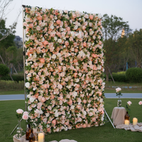 Panneau mural de fleurs artificielles en soie florale rose, très vendu, pour la décoration de mariage et la photographie