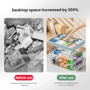 Boîte de rangement pour médicaments de grande capacité, trousse de premiers soins transparente, organisateur portable, boîte médicale à domicile, organisateur de médicaments à double couche - Product Image 3