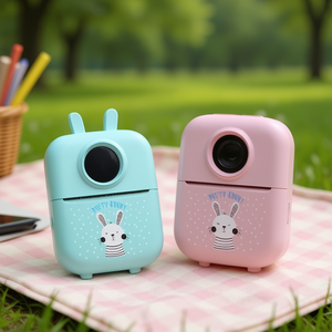 Mini imprimante portable pour photos et étiquettes avec un design mignon de lapin, format compact pour les voyages et l'usage quotidien - Product Image 3