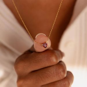 Collana con Ciondolo in Acciaio Inossidabile 316L Stile Europeo e Americano, Zircone Placcato Oro 18K, Pietra Portafortuna di Dicembre Multicolore - Product Image 1