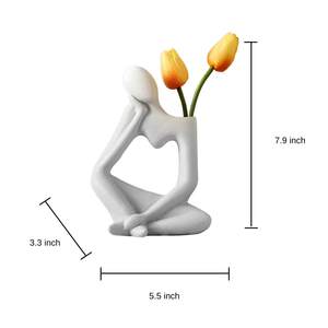Jarrón de Piso de Cerámica Blanca Moderna y Sencilla, Escultura Abstracta de Pensador, Jarrón de Porcelana Retro para Hogar, Bodas, Floreros, Jarrones, Hoteles - Product Image 6