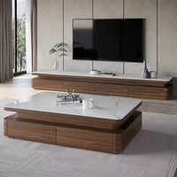Ensemble table basse carrée et meuble TV en bois, design moderne et luxueux, durable, avec rangement, pour salon et mobilier de maison