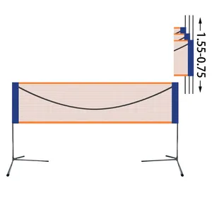 便携式羽毛球网球泡菜球网不锈钢杆套装可调高度尼龙网，带手提袋排球