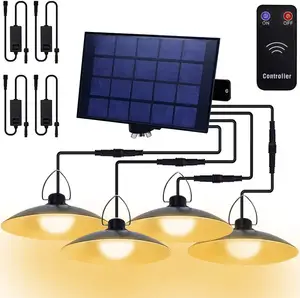 3 Meters Hanging 4 Head Solar Pendant Light Outdoor Indoor Solar Lamp Remote Control Ip65 Solar Power Pendant Light For Indoor