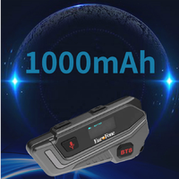 Casque de moto BT8+ pour interphone, 6 motards, interphone de groupe 1800M, étanche IP67, écran LED