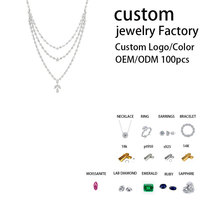 Collana da Sposa con Pendente a Goccia VVS in Argento S925 Placcato Oro 18K, Catena Figaro a Strati Multipli con Moissanite GRA Taglio Brillante a 3 Strati