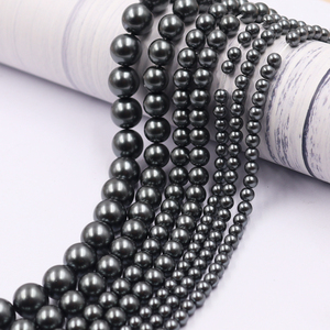 ลูกปัดแก้วกลมมุกสีเทาเข้ม4มม. 6มม. 8มม. 10มม. สำหรับทำเครื่องประดับแบบทำมือ - Product Image 3