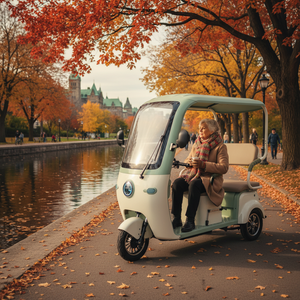 Triciclo Eléctrico <span class=keywords><strong>de</strong></span> 3 Plazas HLD con Carrocería Abierta, Diseño Retro en Colores Macaron para Adultos y Personas Mayores, Scooter <span class=keywords><strong>de</strong></span> 3 Ruedas - Product Image 3