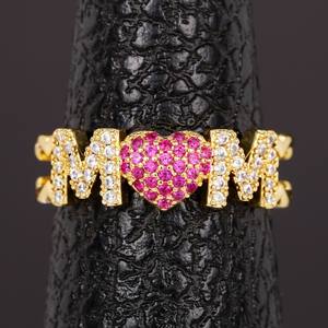 Anelli da cocktail con lettera Q267 per donna, con micro pavé di zirconi cubici a forma di cuore, idea regalo, gioielli alla moda. - Product Image 3