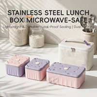 Lot de boîtes repas bento en acier inoxydable 304, 2 tailles, chauffables au micro-ondes, étanches, pour adultes
