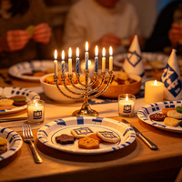 Assiettes en papier Hanouka bleues et argentées, vaisselle jetable pour les célébrations de la fête