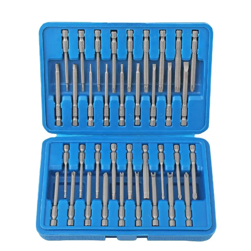 36pc 75mm Long Hex Shank Screwdriver Multi Bit Set with Tamper Proof Security Torx, Square, XZN Driver Bits. OEM ODM Ready