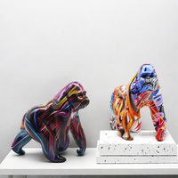Sculpture animale en résine à transfert d'eau, statue de gorille de dessin animé coloré, décoration d'intérieur pour la maison, vente à chaud en Europe