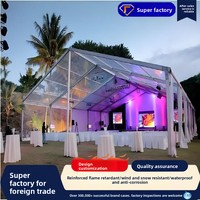 Tente de réception de mariage de style européen transparente, pavillon à toit en verre, structure en alliage d'aluminium, personnalisable, pour grands événements
