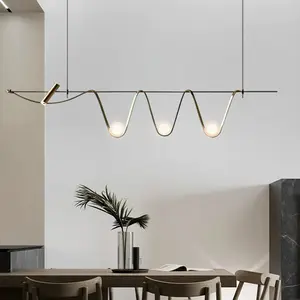 Nordic minimalist designer restaurant chandelier modern villa bar model dining table light luxury long dining table chandelier