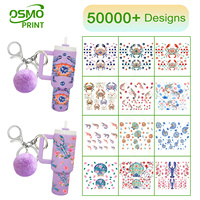 Autocollants UV DTF Mini Stanley pour porte-clés, motifs OSMO 5000+, fraises et fleurs, transfert UV, petite taille UVDTF