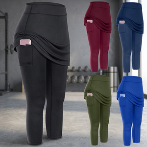High Waist Yoga <b>Leggings</b> <b>With</b> <b>Pockets</b> Solid Color Full Length Spandex Polyester Elastic Waist Asymmetric Design Women's Pants - Product Image 3