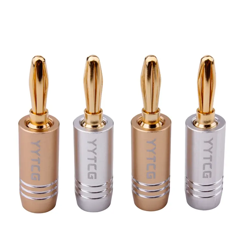 Hifi Plug YYTCG 24K Gold Plated Speaker Banana Plug 4mm Wire Connector Banana Plugs For Musical HiFi Audio