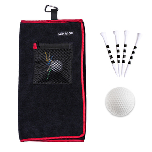 Tùy chỉnh <span class=keywords><strong>Tri</strong></span> gấp Golf khăn sợi nhỏ Golf khăn với móc và Túi - Product Image 1