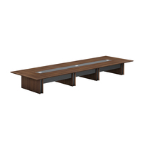 Table de conférence contemporaine en forme de bateau de 3,2 m, grand bureau de salle de réunion, mobilier de salle de conseil en stratifié imitation bois