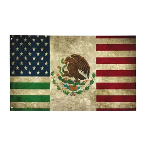 Grosir promosi disesuaikan 3x5ft halaman dekorasi luar ruang bendera persahabatan Amerika Meksiko