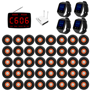 Garson çağrı sistemi 4 izle çağrı alıcıları 40 masa çağrı düğmeleri kablosuz restoran çağrı sistemi müşteri için Cafe Spa otel - Product Image 1