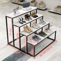 Table de présentation multicouche haut de gamme en or, présentoir noir pour sacs à chaussures, étagères, équipement de magasin de détail