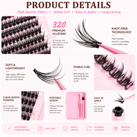 Kit DIY de cils en éventail haute capacité, 3 styles, en cheveux synthétiques, pour extensions de cils, fait main, 10 rangées, pour revendeurs