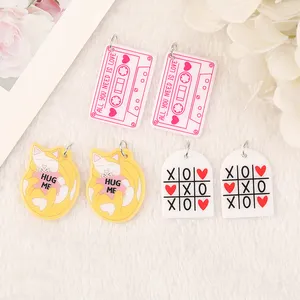 Valentine Charms Acrylic XOXO Hug Me Cats Jewlery Findings For Necklace Keychain DIY Making