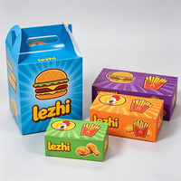 Caja para llevar pollo frito, de cartón blanco de calidad alimentaria, con logo personalizado, para comida rápida, con asa.
