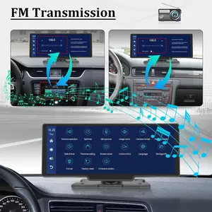 Boyi layar 10.3 inci HD nirkabel portabel, Radio layar sentuh portabel untuk bermain Mobil & Android dengan transmisi FM otomatis