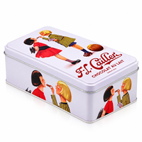 Boîte à bonbons rectangulaire en fer blanc de qualité alimentaire, personnalisée avec couvercle à charnière, style vintage français, pour chocolats et cadeaux