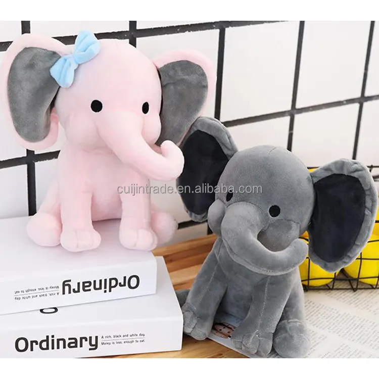 Unique Children Gifts 25CM Cute Grey Pink Elephant Soft Stuffed Animal Plush Baby Elephant Soft Plush Stuffed Elephant Toy