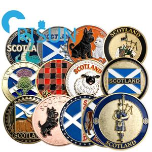 Pièce commémorative souvenir écossaise en métal personnalisée en gros avec carte sur le côté inversé, design écossais - Product Image 1