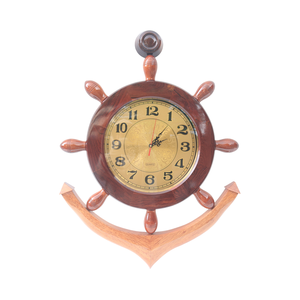 Cadeaux d'entreprise GIA NHIEN, horloge en bois artisanale ANCHOR WHEEL # Horloge nautique décorative en bois, artisanat maritime, best-seller - Product Image 6