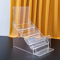 Présentoir de Comptoir à 4 Niveaux en Acrylique Transparent pour Cartes de Vœux, Cartes Postales et Portefeuilles – Organisateur Idéal pour Magasins, Boutiques et Décoration de Bureau
