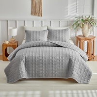 Ensemble de 3 couvre-lits matelassés vert olive, garnissage polyester, couette fine, literie