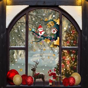 Ensemble d'autocollants de fenêtre de Noël avec hiboux mignons et branches enneigées, 27 cm, décorations festives pour la maison, les vitrines de magasins, les fournitures de fête de Noël - Product Image 3