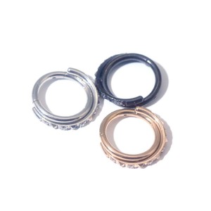 Anneaux de nez en acier inoxydable avec zircon géométrique incrusté, serti en canal, bijoux de piercing, cadeau - Product Image 4