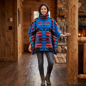 Nouveau design tendance : Pulls poncho jacquard bohème à col épais et respirant, anti-plis, pour hommes et femmes - Product Image 1