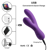 Masturbateur double vibrateur AV Stick pour adulte, 10 fréquences, rechargeable par USB, non lubrifié, sans latex, pour femme