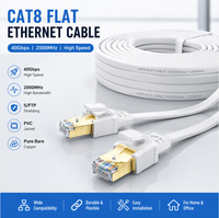 Kabel Patch Ethernet Cat8 Flat S/FTP RJ45 30AWG Tembaga Murni 40Gbps 2000MHz Panjang Sesuai Pesanan (Ready Stock)