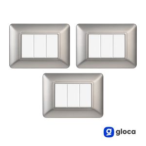 Gloca – ensemble de 3 interrupteurs muraux à 3 boutons, plaque en plastique, couleur argent, installation facile, compatible avec Matix - Product Image 2